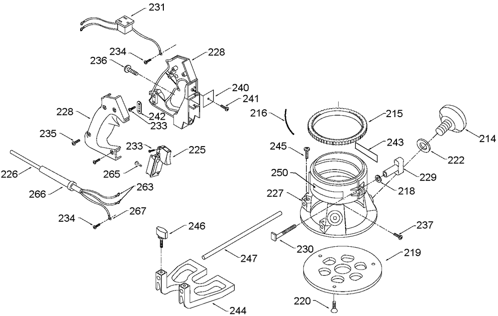 Page A Diagram and Parts List for 6911 Type 8 Porter Cable Router